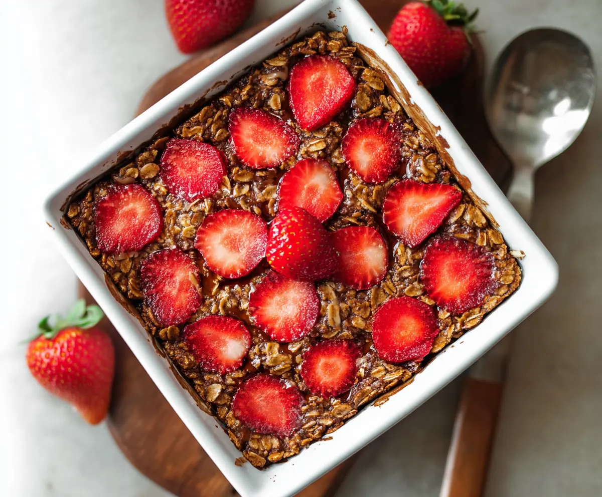 Easy Chocolate Strawberry Baked Oatmeal