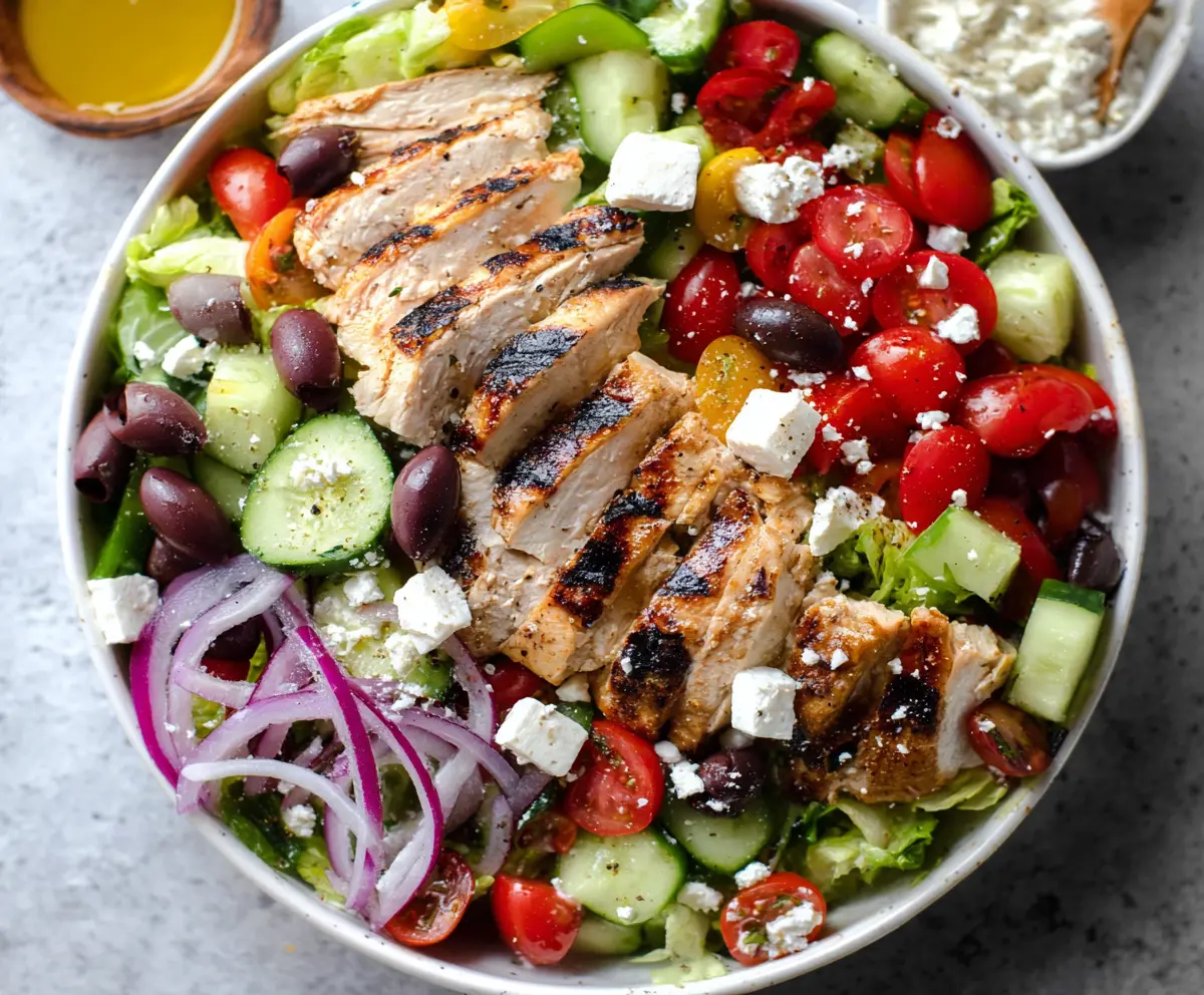 Fresh Greek Salad with Grilled Chicken