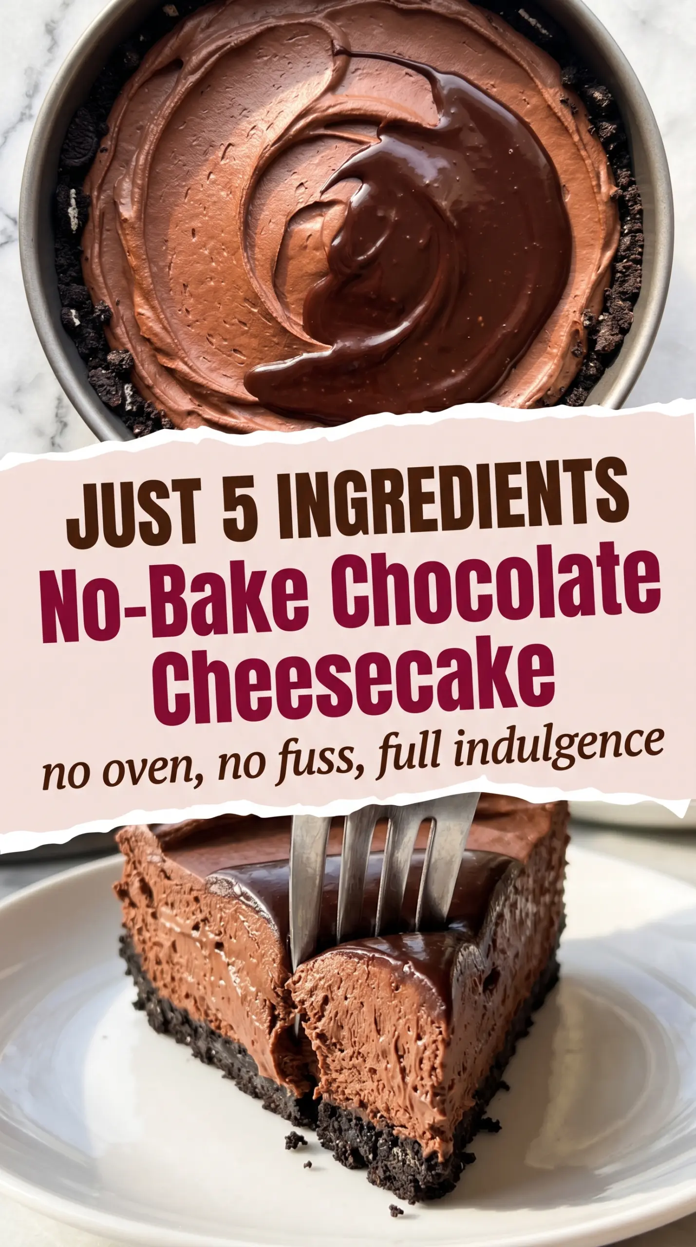 5-Ingredient No-Bake Chocolate Cheesecake rich creamy Oreo