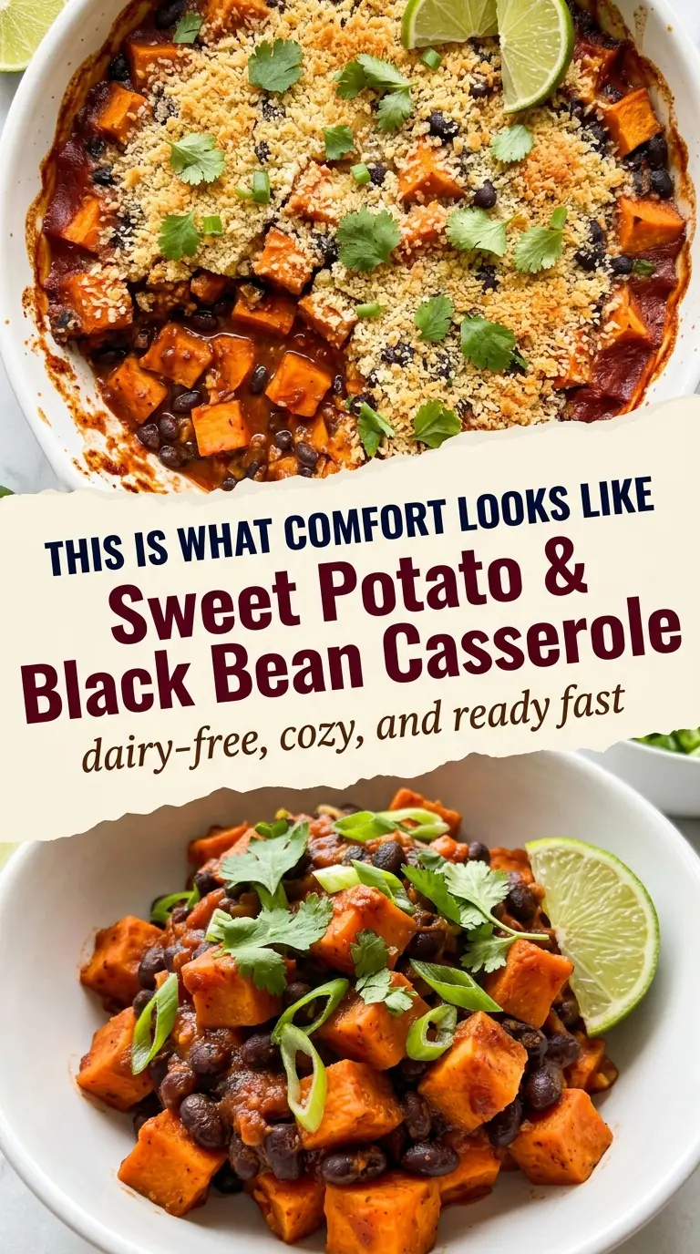 Dairy-Free Sweet Potato and Black Bean Casserole smoky golden