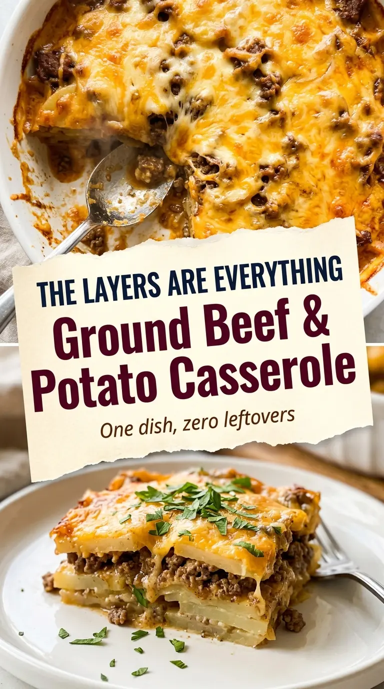 Ground Beef and Potato Casserole cheesy layered