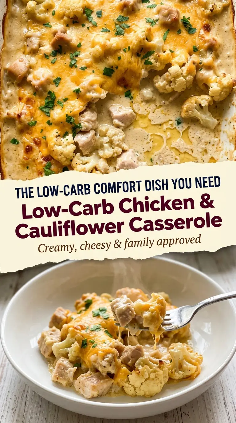 Low-Carb Chicken and Cauliflower Casserole creamy cheesy