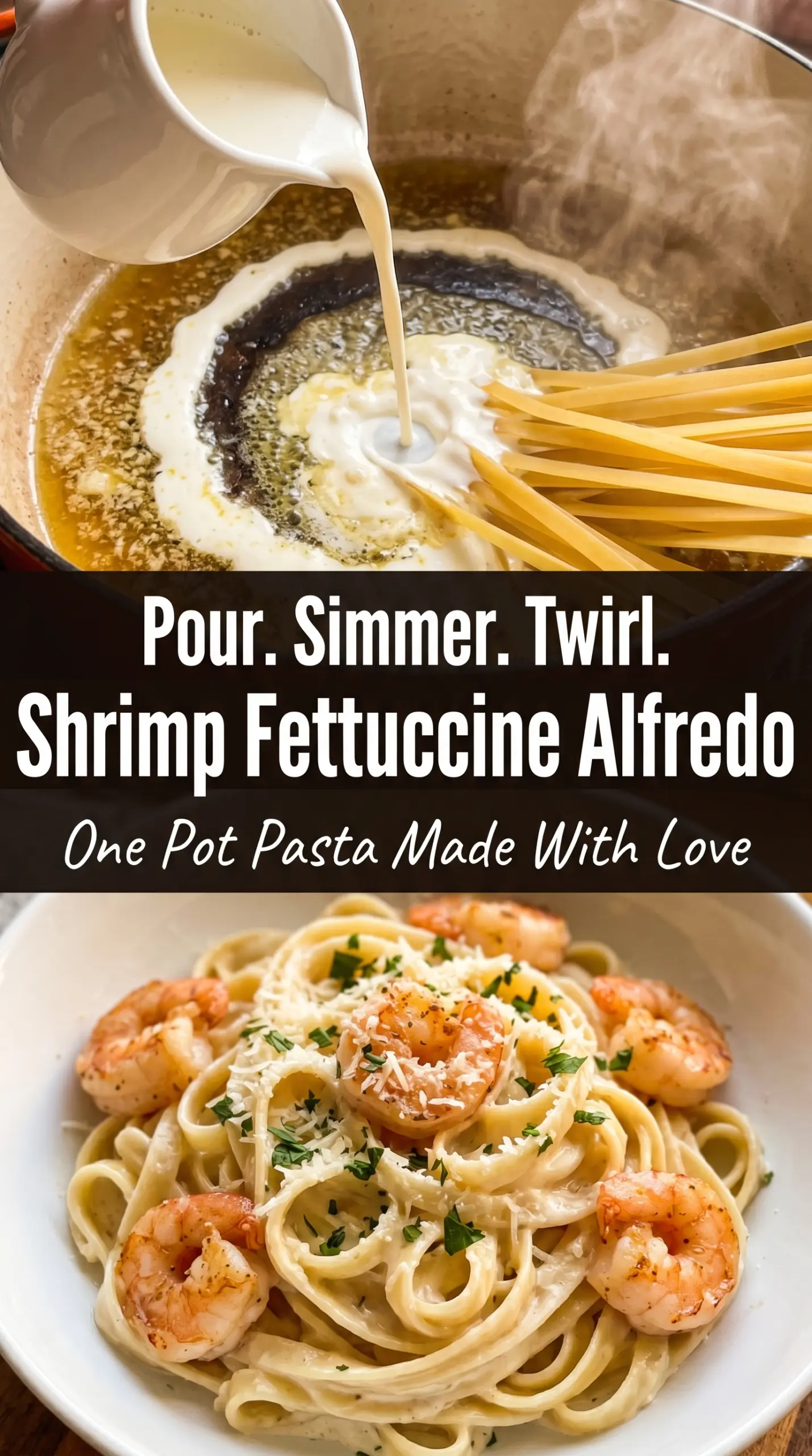 One Pot Shrimp Fettuccine Alfredo creamy garlicky shrimp