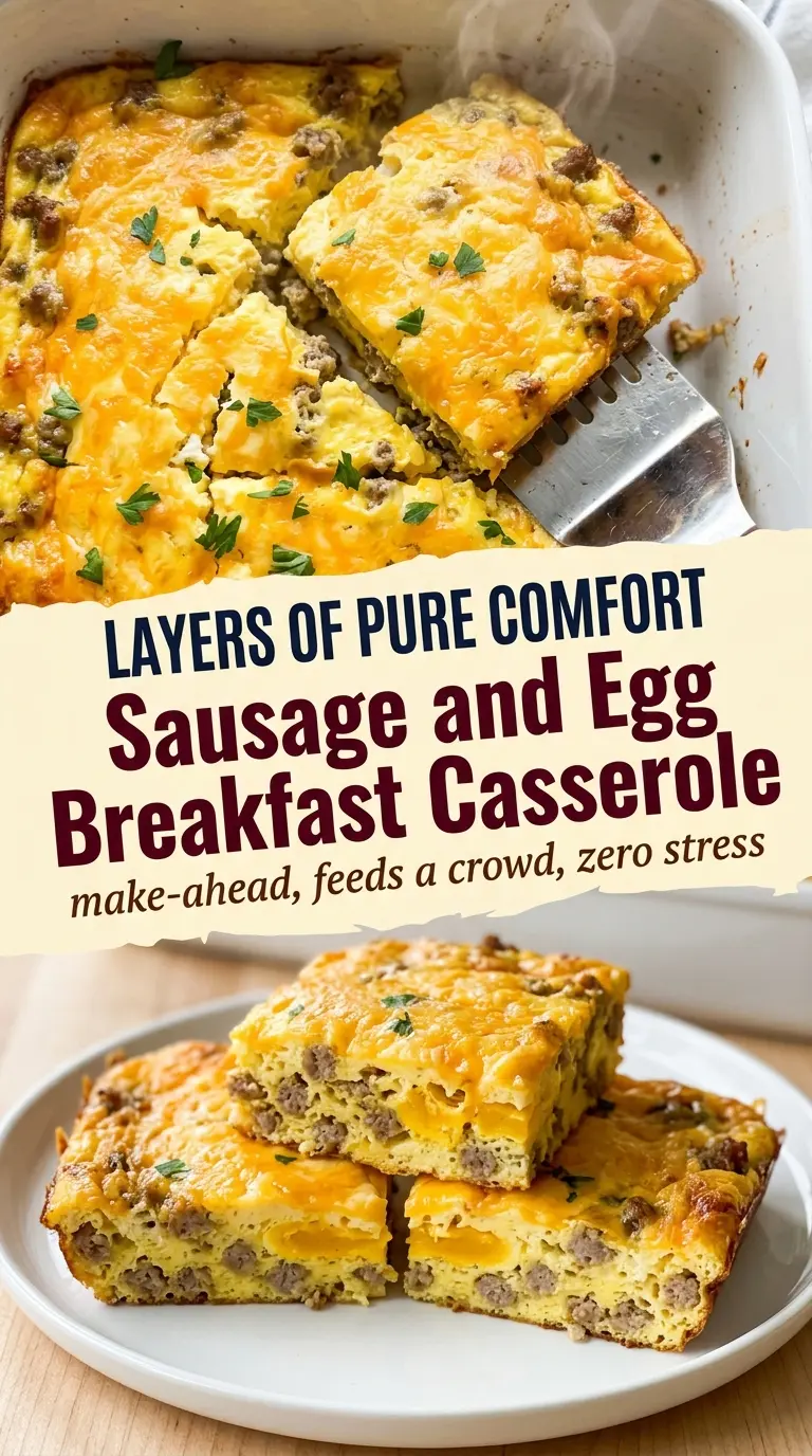 Sausage and Egg Breakfast Casserole savory cheesy golden