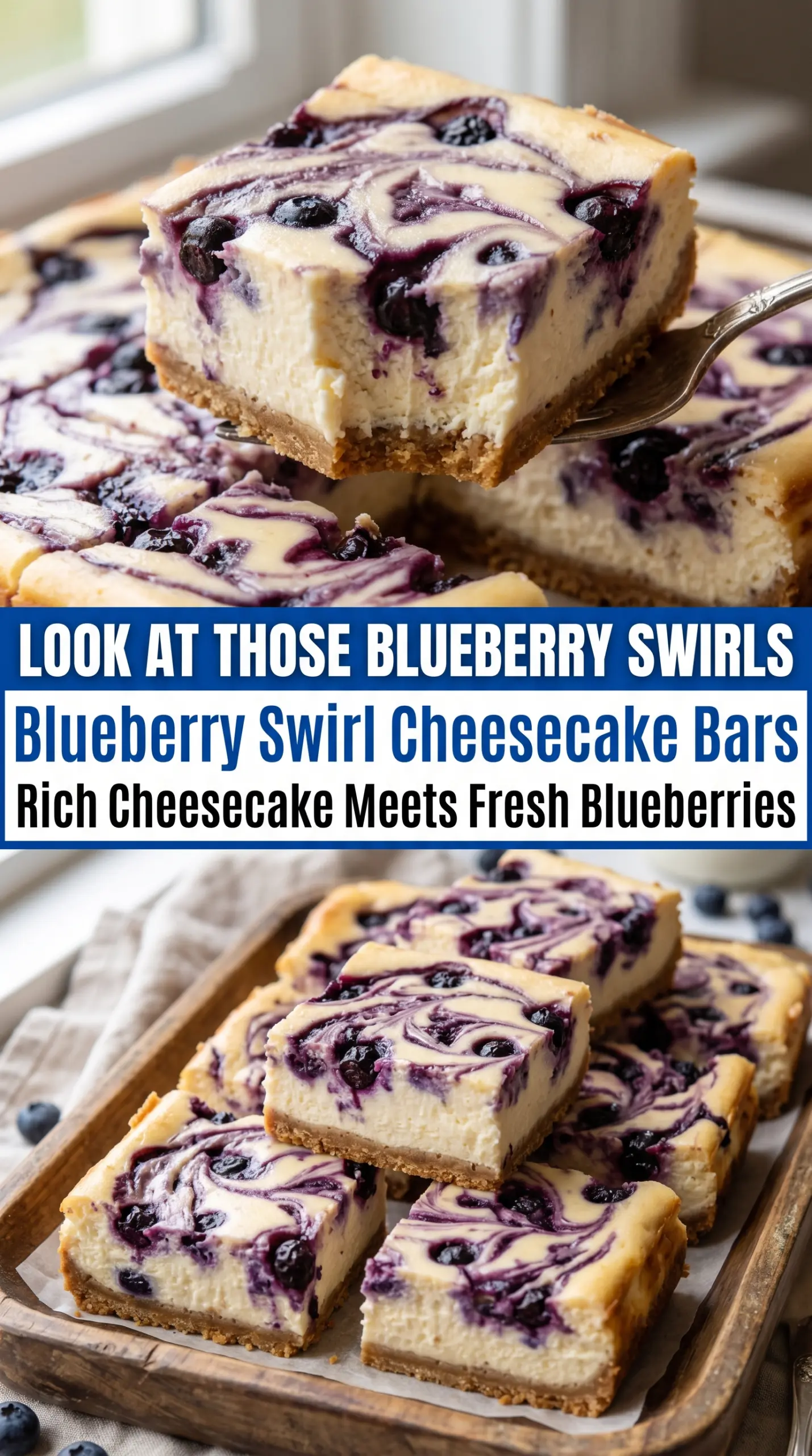 Blueberry Swirl Cheesecake Bars