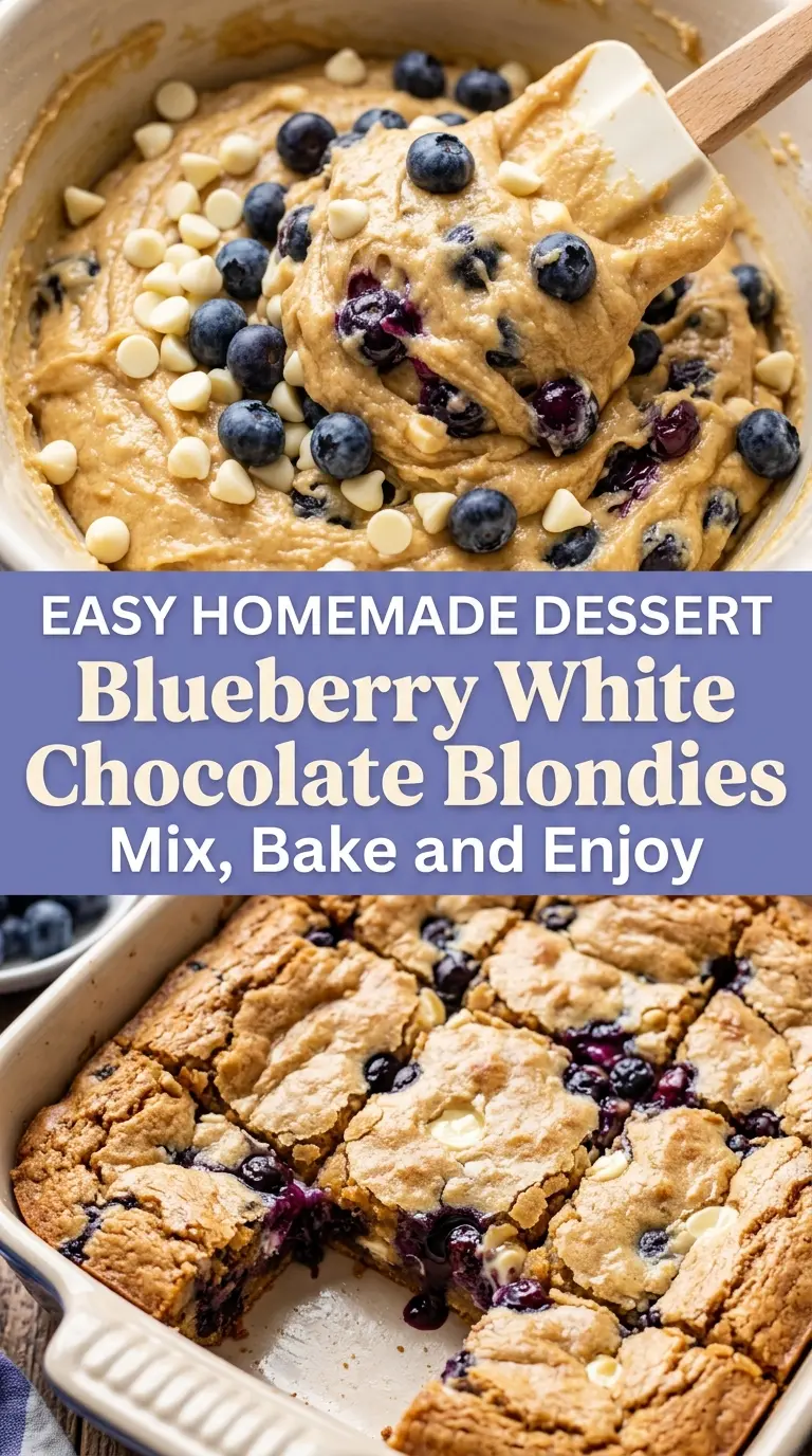 Blueberry White Chocolate Blondies juicy buttery sweet