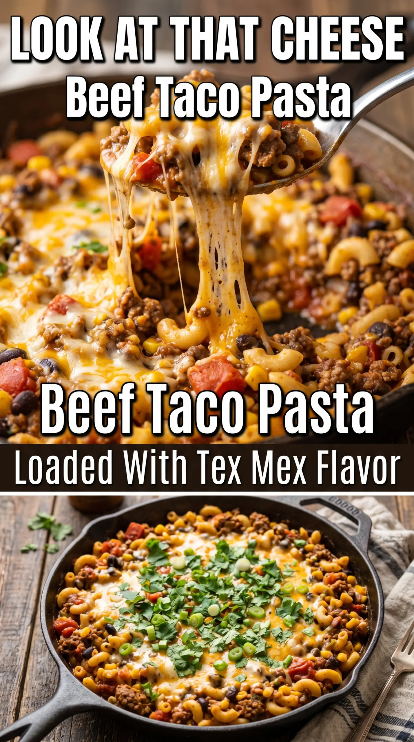 Cheesy Beef Taco Pasta creamy taco flavor