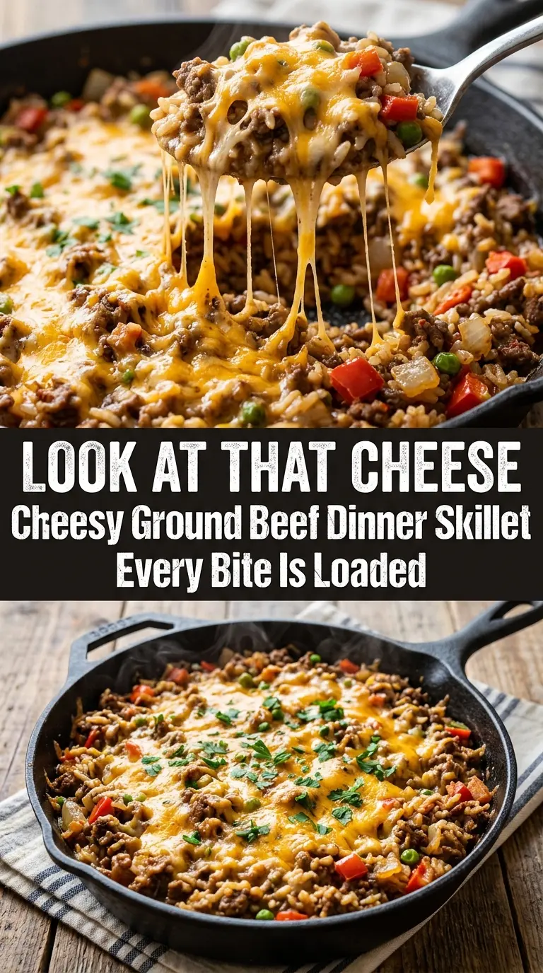Cheesy Ground Beef Dinner Skillet hearty one-pan cheesy