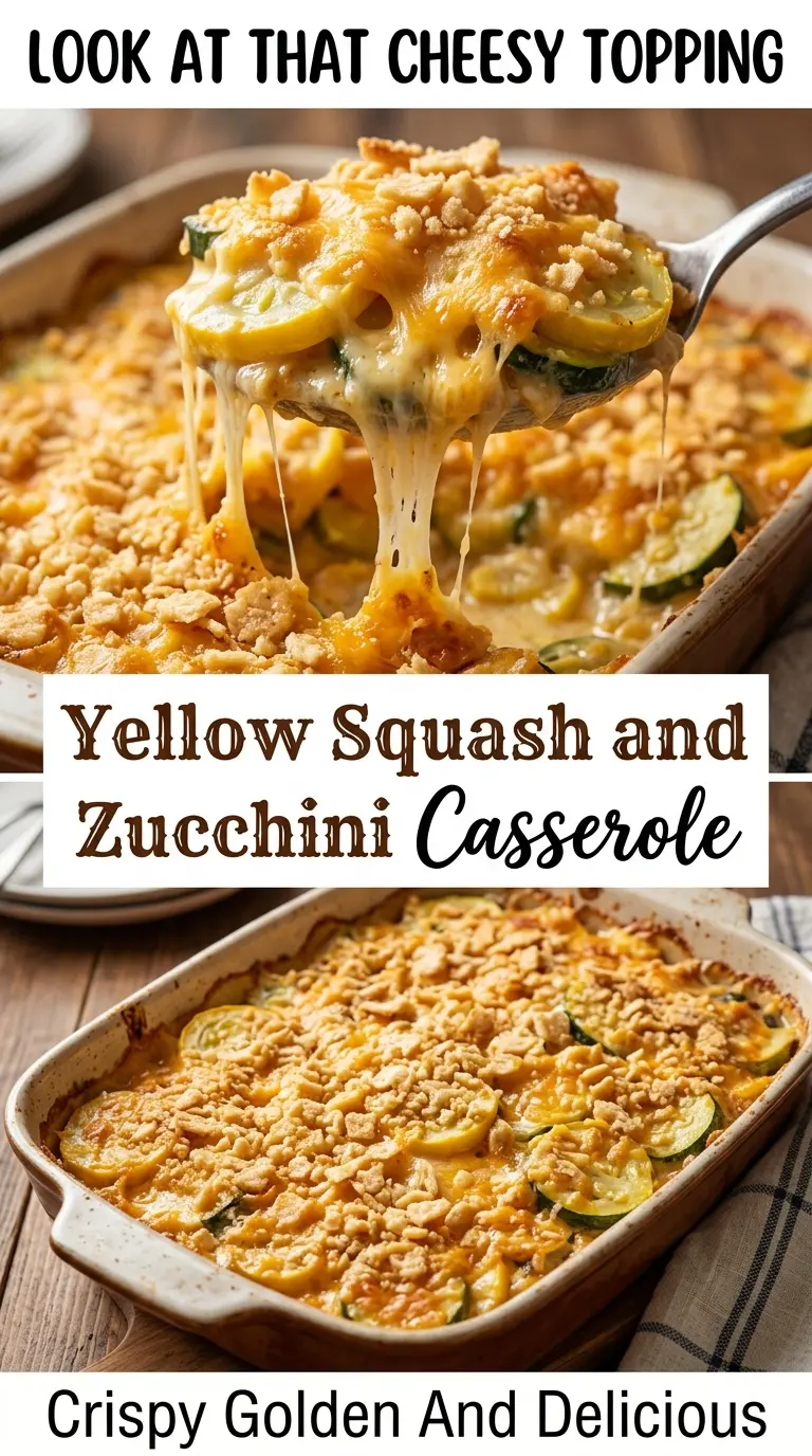 Cheesy Yellow Squash and Zucchini Casserole creamy golden