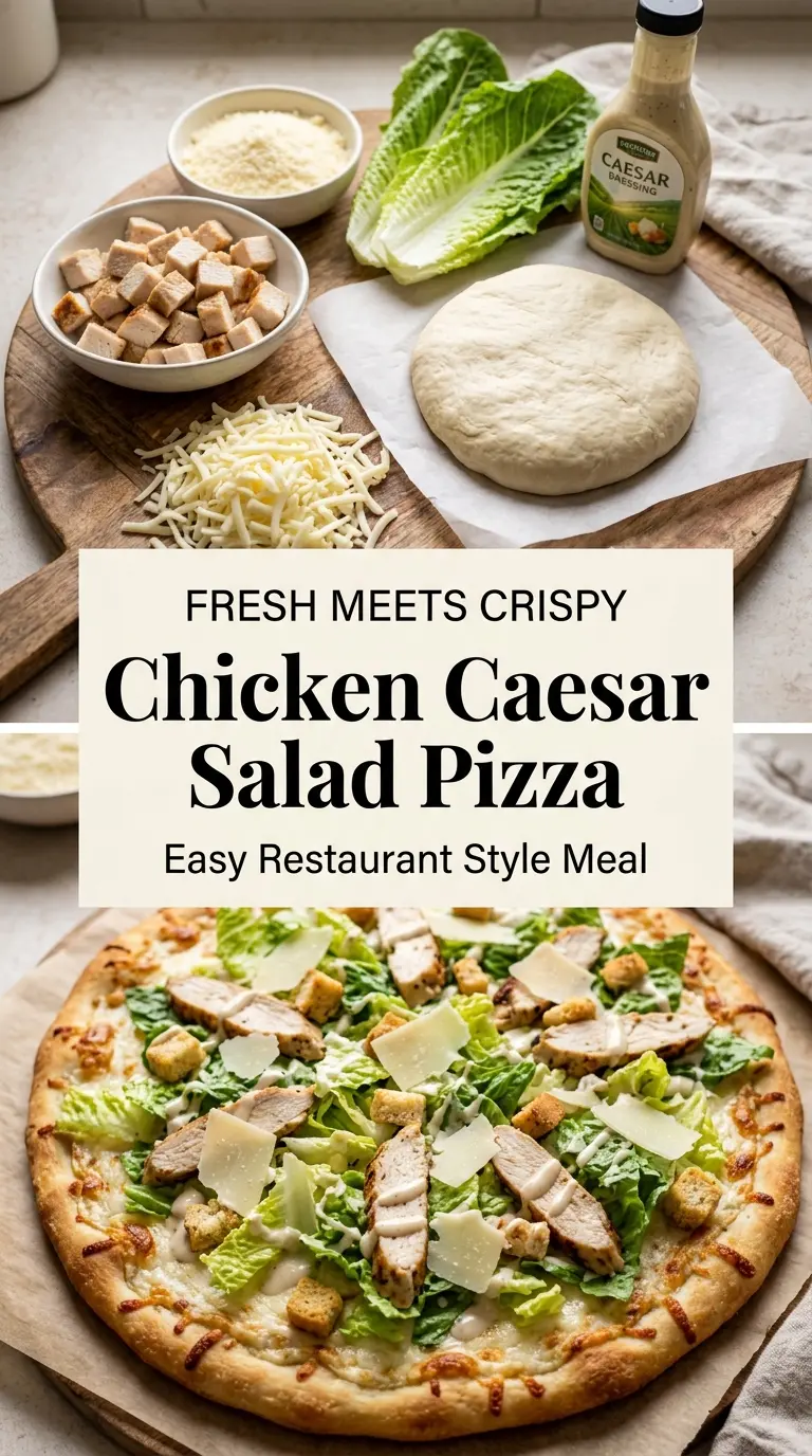 Chicken Caesar Salad Pizza crispy romaine creamy