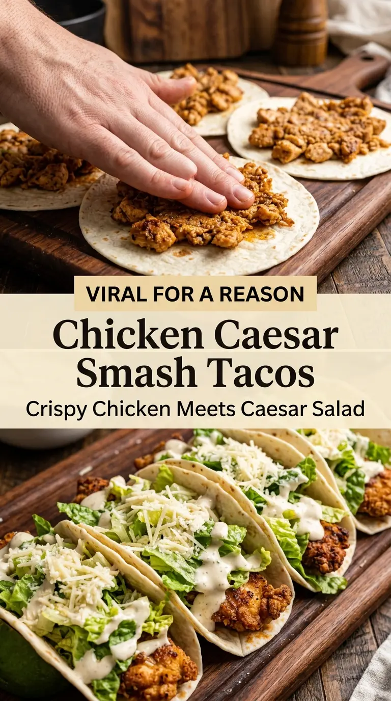 Chicken Caesar Smash Tacos crispy chicken romaine
