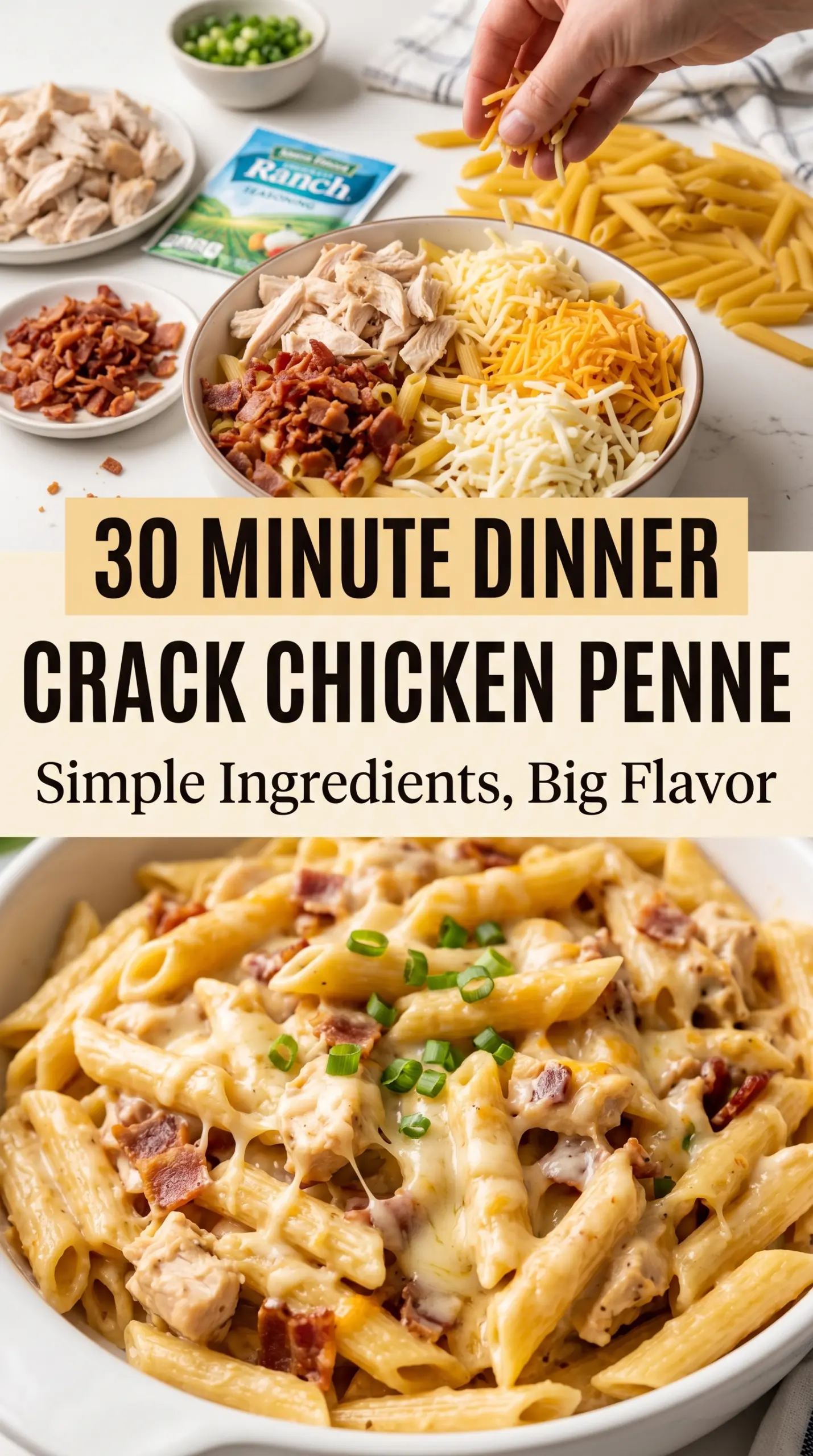 Crack Chicken Penne creamy bacon-ranch pasta