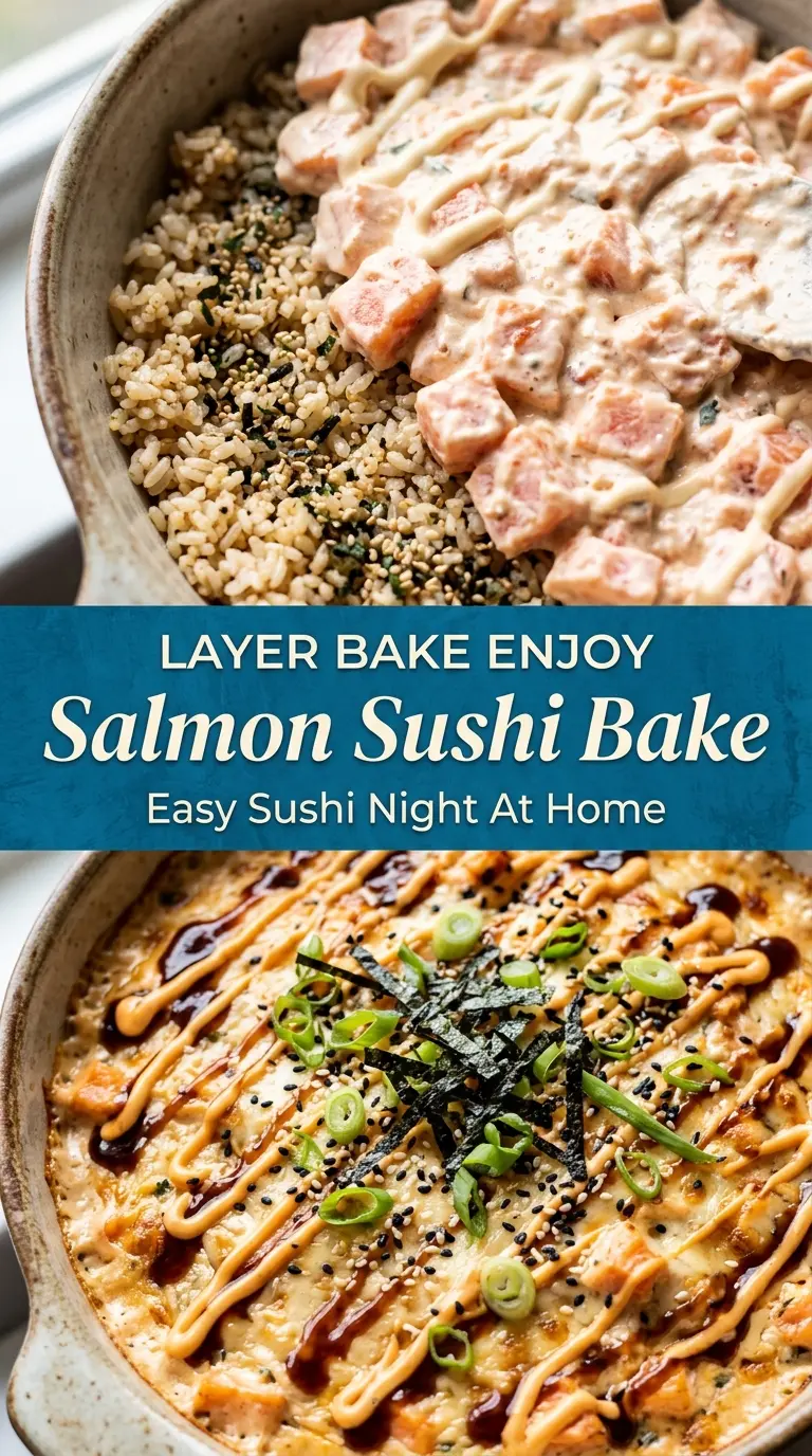 Creamy Salmon Sushi Bake savory creamy layered