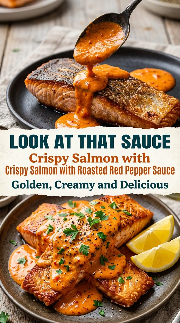 Crispy Salmon with Roasted Red Pepper Sauce