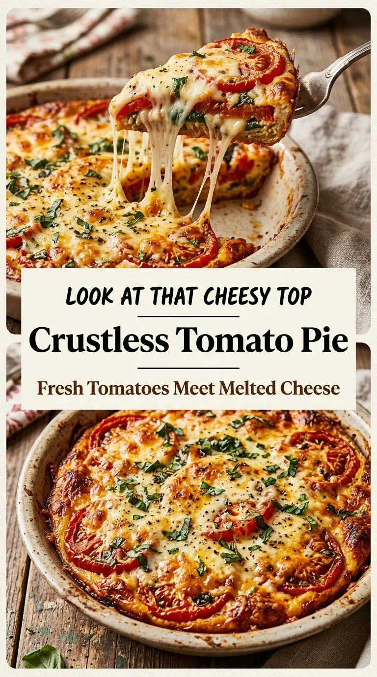 Easy Crustless Tomato Pie juicy cheesy herb-loaded