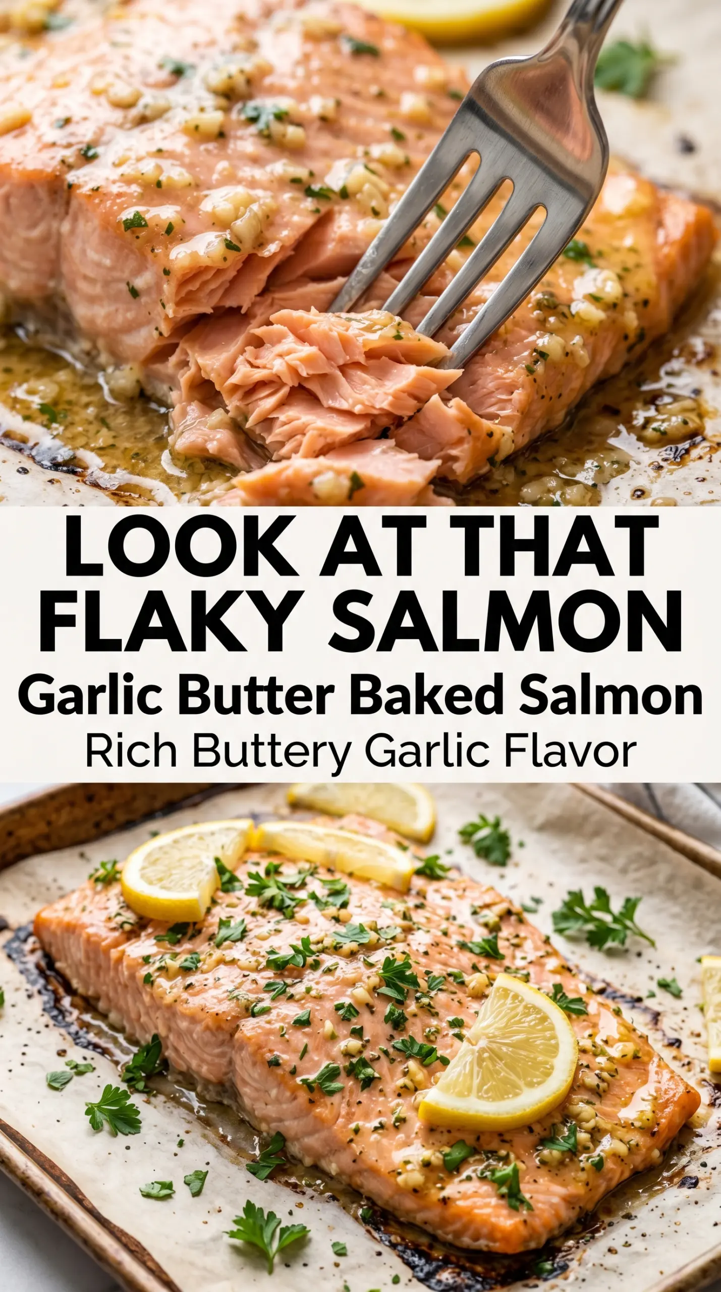 Garlic Butter Baked Salmon flaky buttery lemon