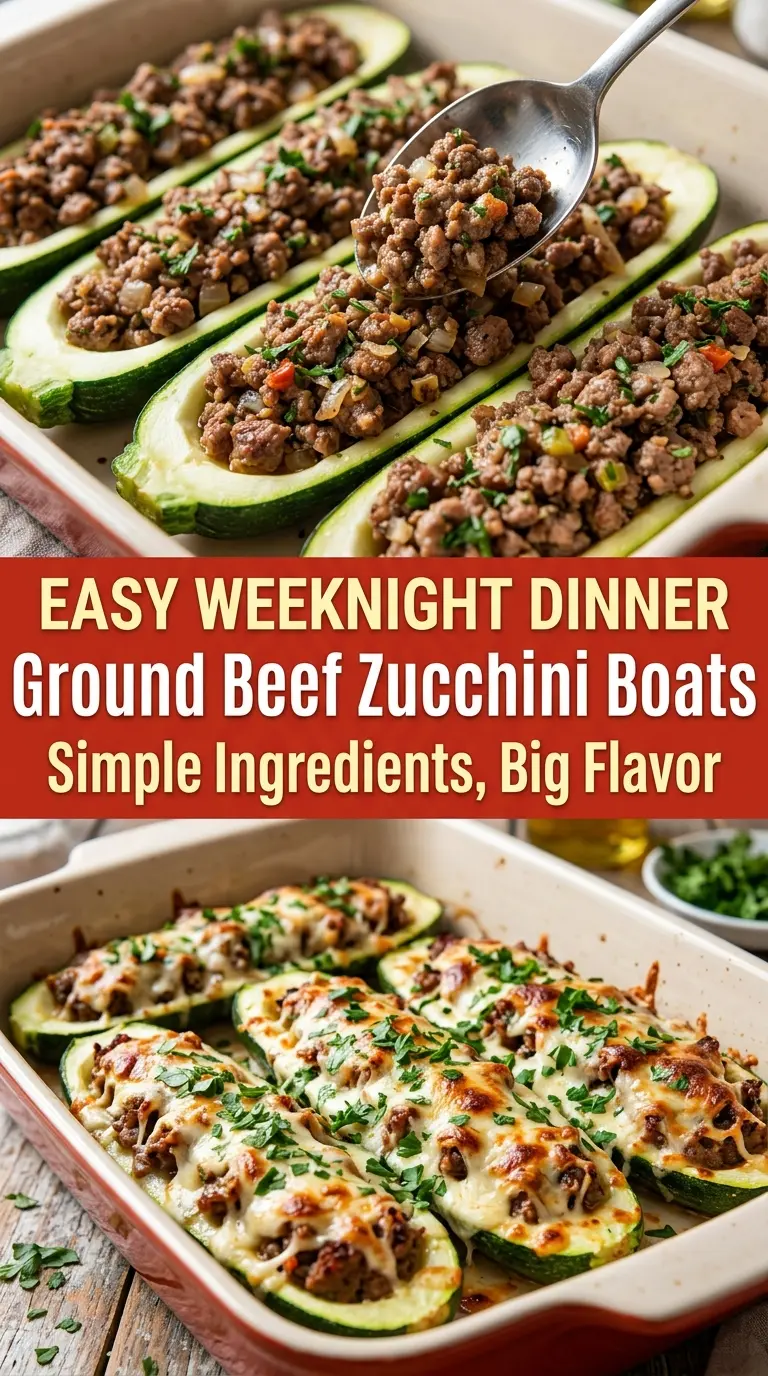 Ground Beef Zucchini Boats savory cheesy
