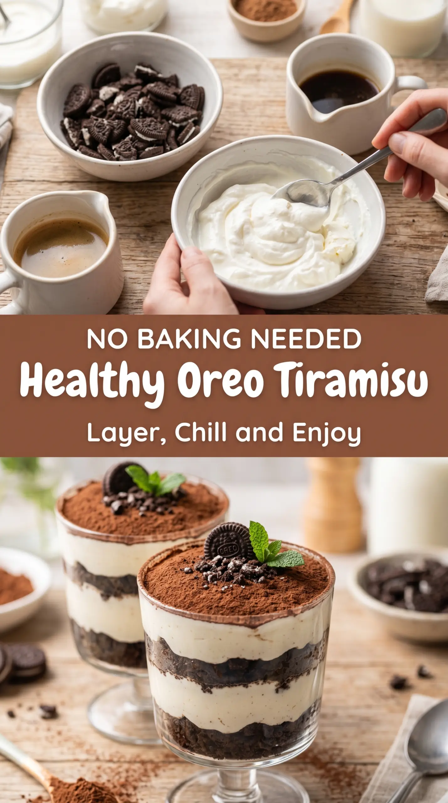 Healthy Oreo Tiramisu creamy chocolate no-bake