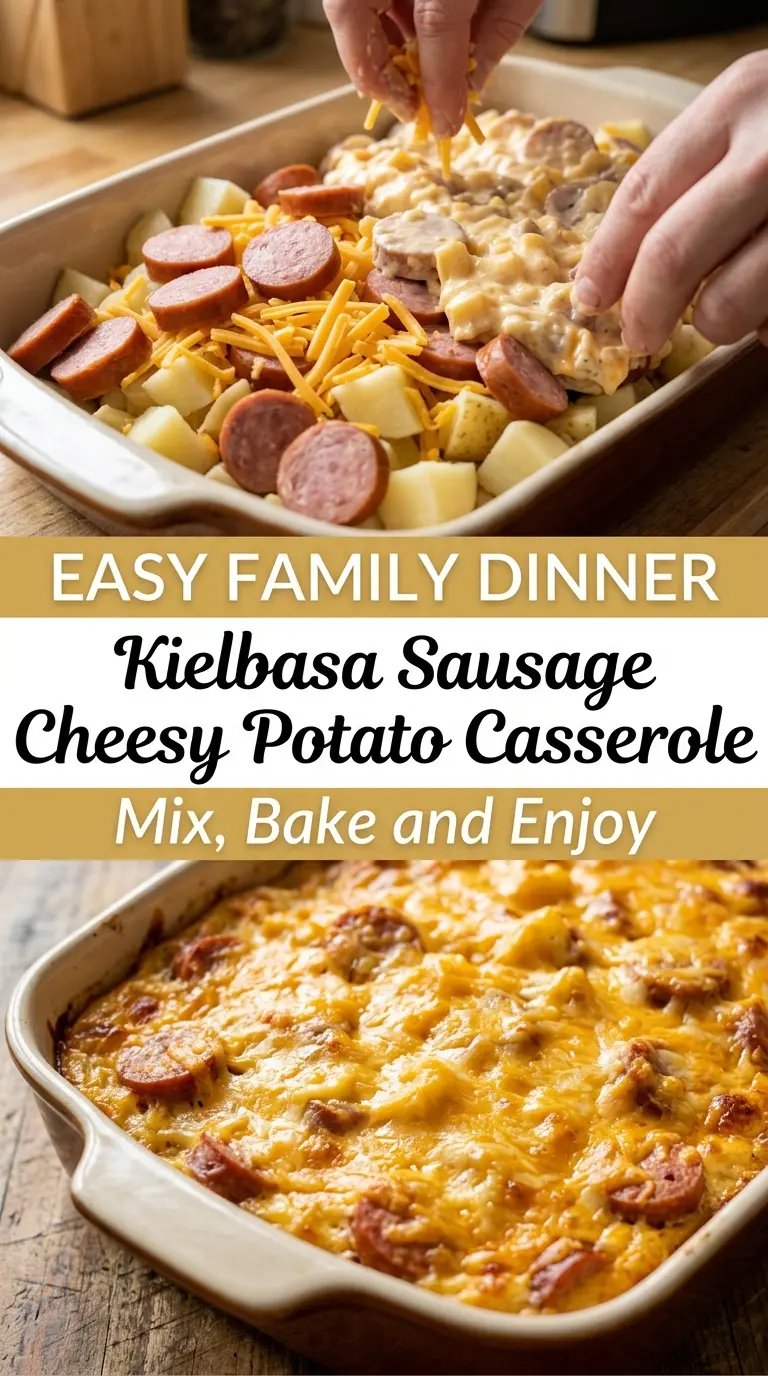 Kielbasa Sausage Cheesy Potato Casserole smoky cheesy hearty