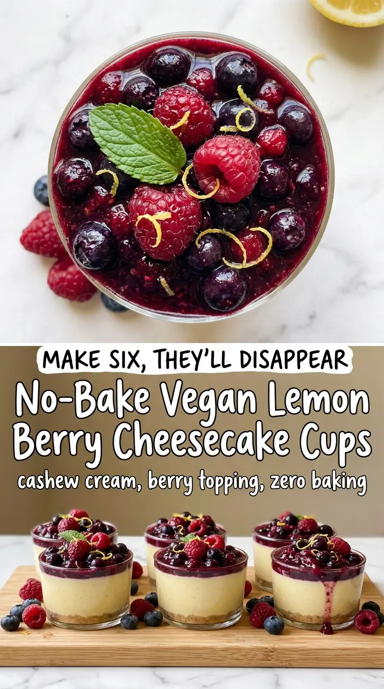 No-Bake Vegan Lemon Berry Cheesecake Cups