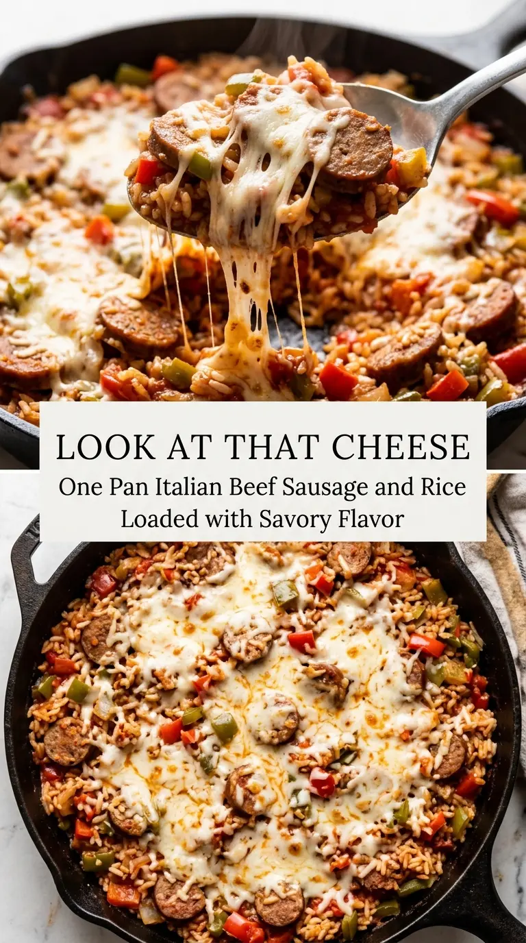 One Pan Italian Beef Sausage and Rice