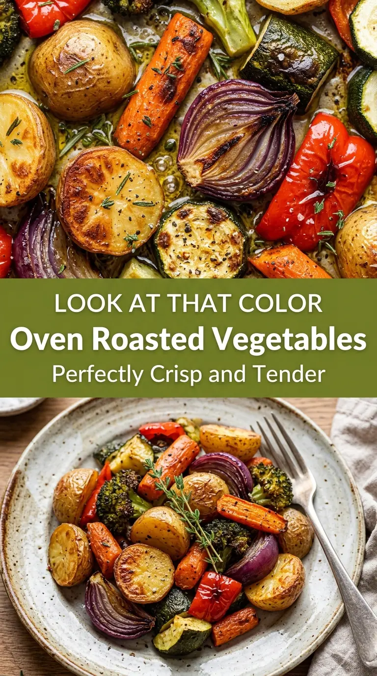 Oven roasted vegetables colorful caramelized tender