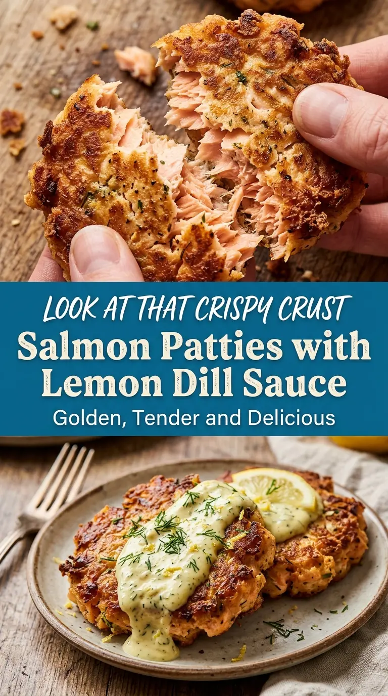Salmon Patties with Lemon Dill Sauce crispy creamy bright