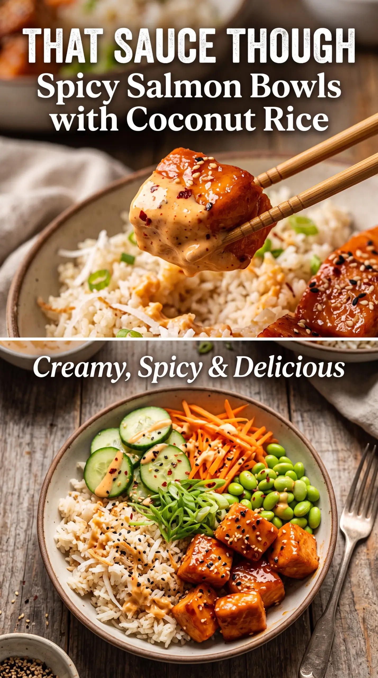 Spicy Salmon Bowls with Coconut Rice