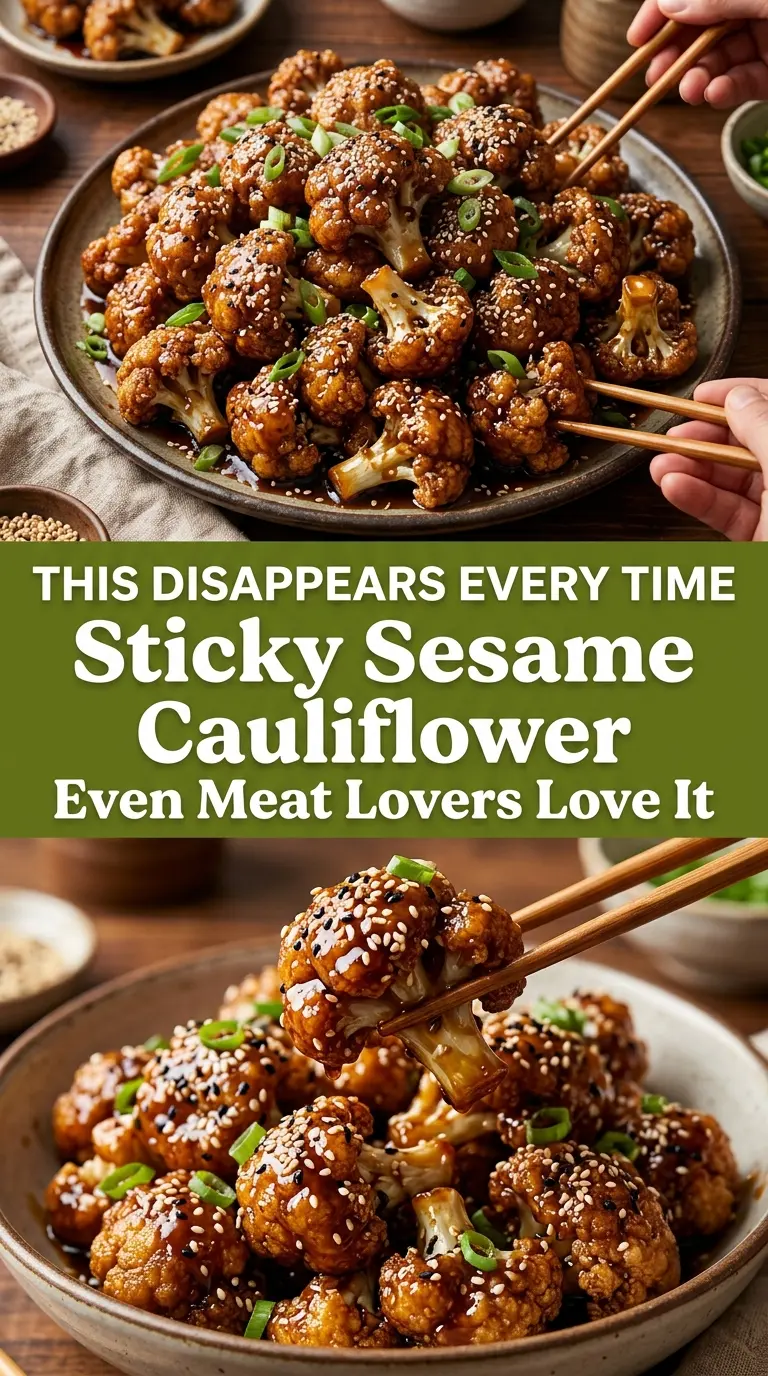Sticky Sesame Cauliflower crispy glossy sesame