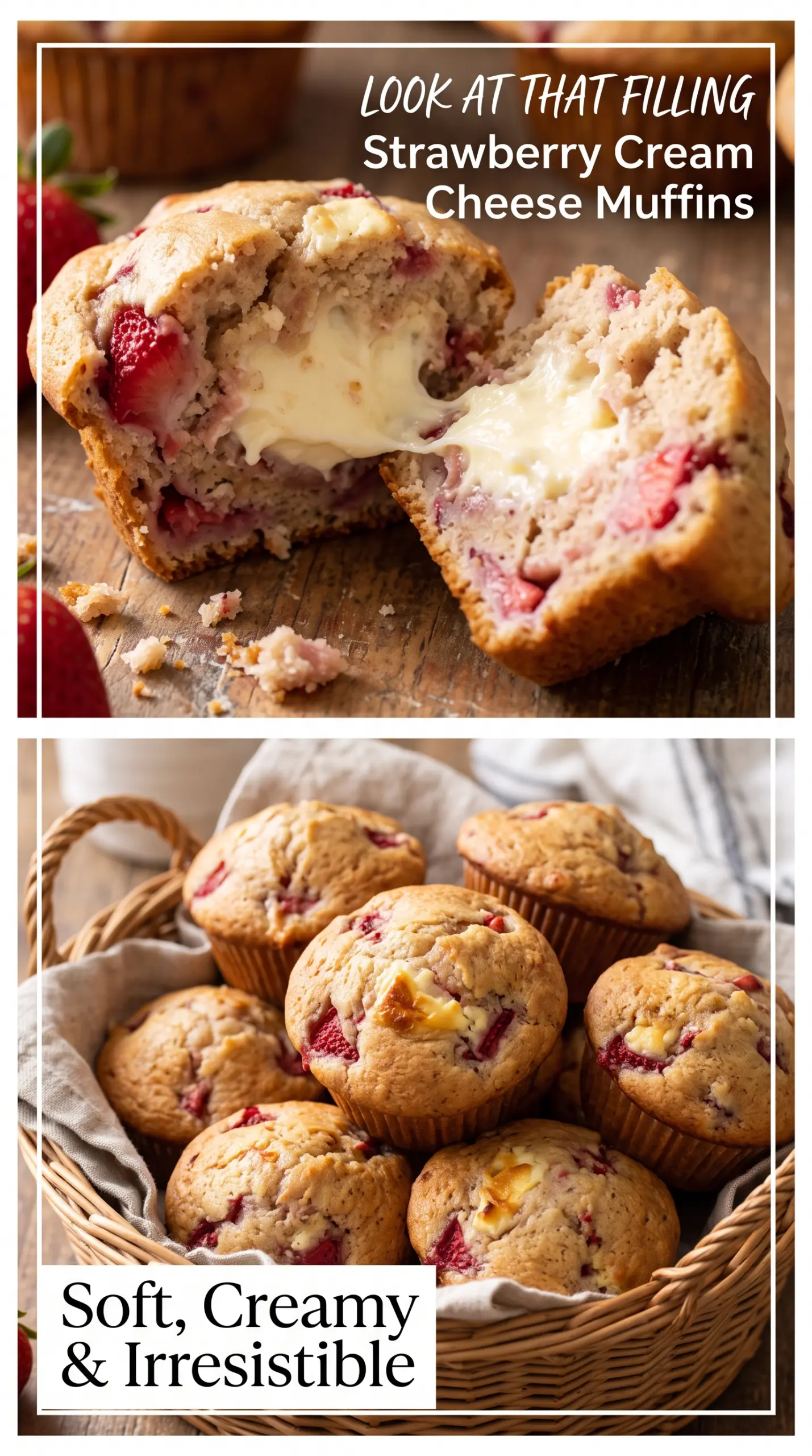 Strawberry Cream Cheese Muffins soft bakery-style