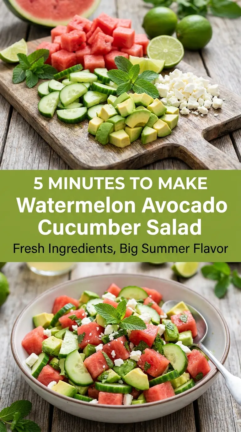 Watermelon Avocado Cucumber Salad refreshing crisp colorful