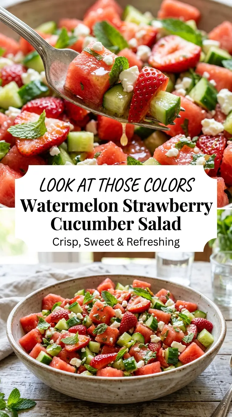 Watermelon Strawberry Cucumber Salad