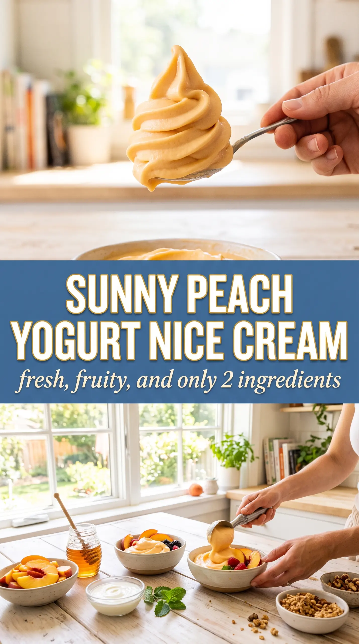 2-Ingredient Peach Yogurt Nice Cream creamy peachy soft-serve
