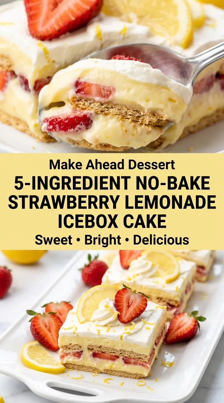 5-Ingredient No-Bake Strawberry Lemonade Icebox Cake