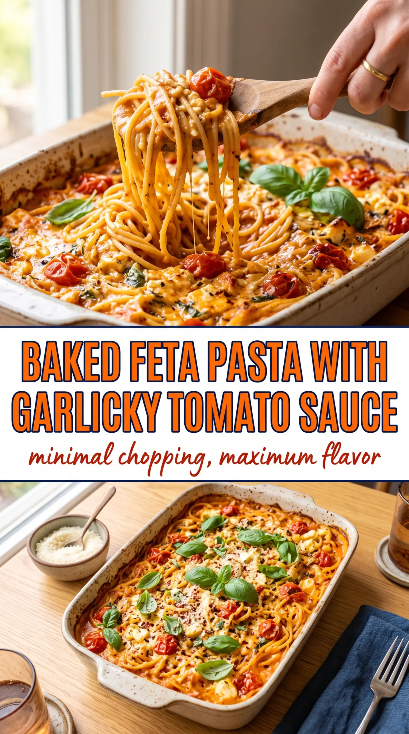 Baked feta pasta creamy tangy golden