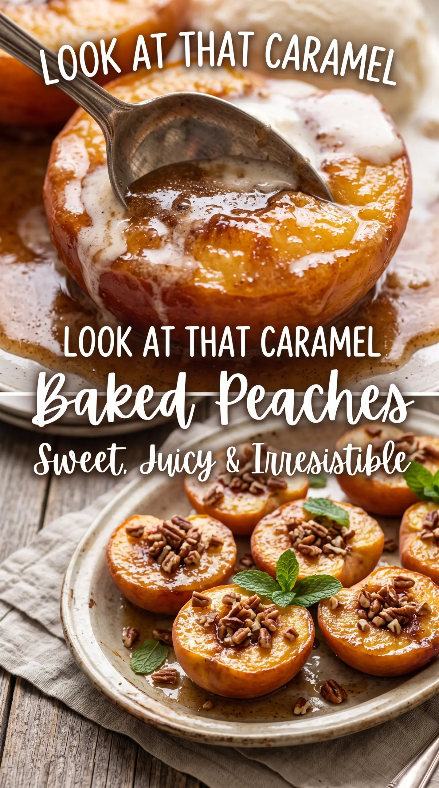 Baked Peaches warm caramelized juicy