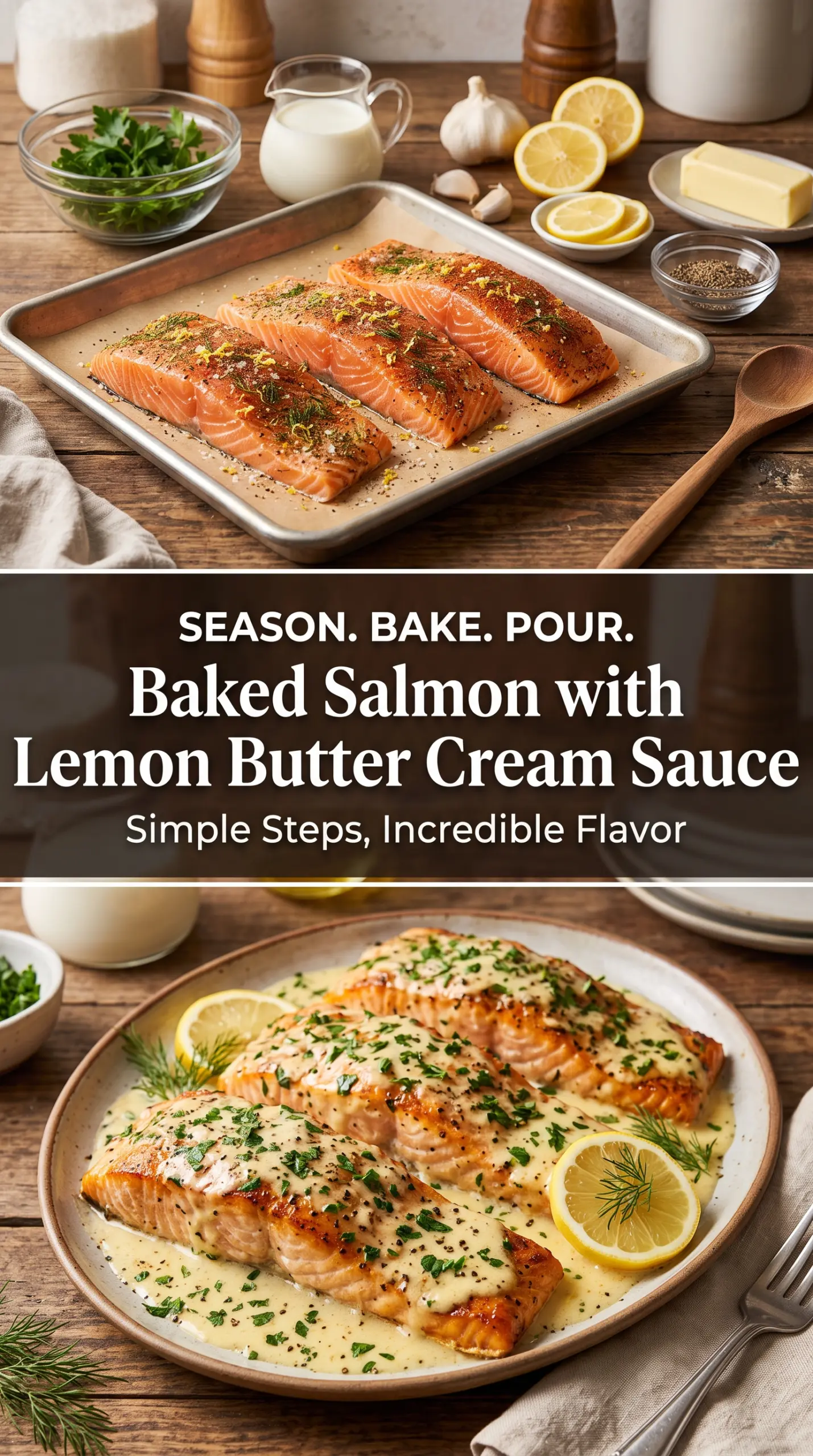 Baked Salmon with Lemon Butter Cream Sauce