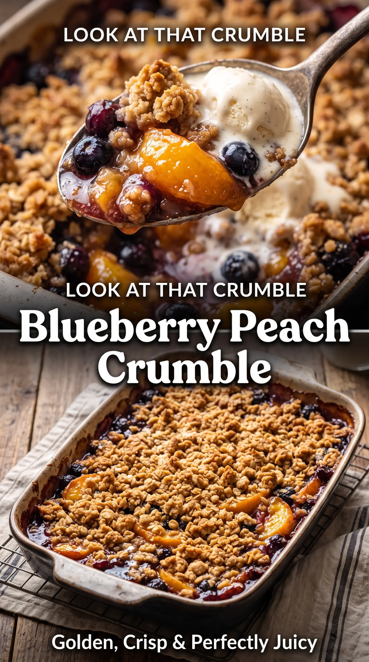 Blueberry Peach Crumble juicy cinnamon oat crumble