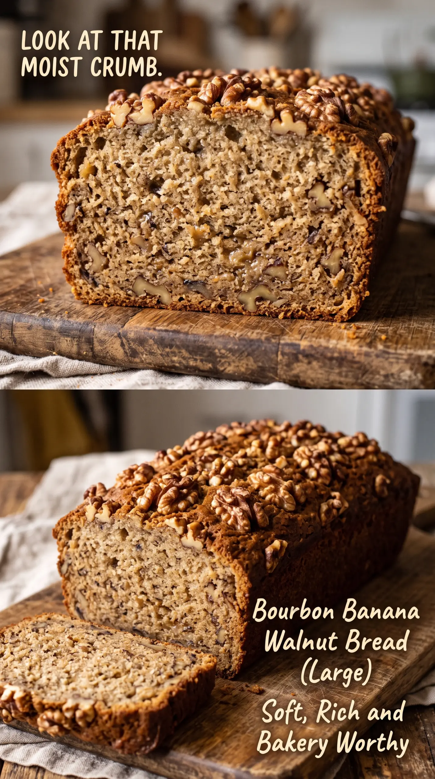 Bourbon banana walnut bread moist buttery