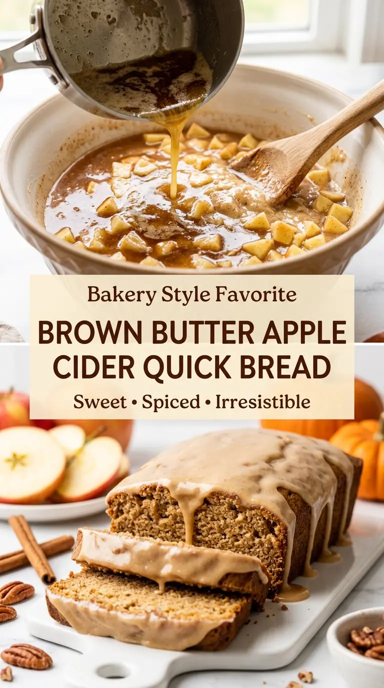 Brown Butter Apple Cider Quick Bread, moist glazed, bakery-style