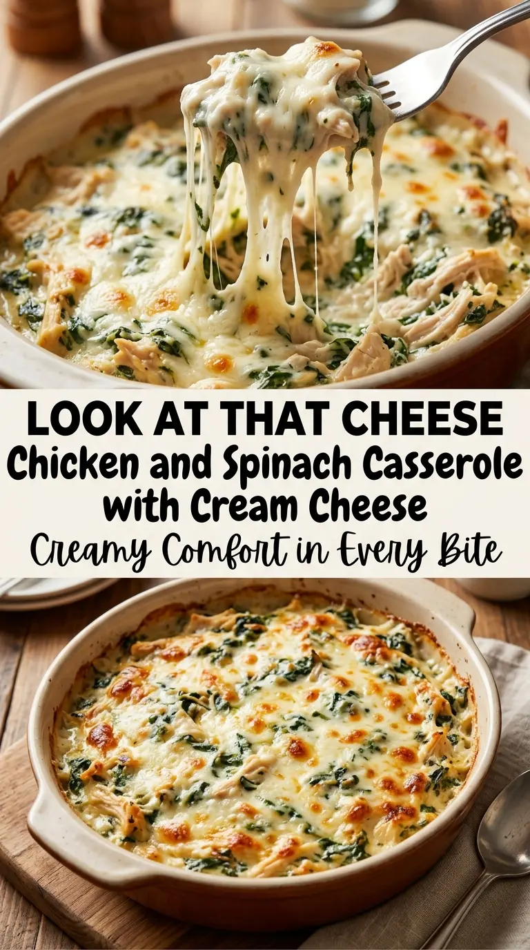 Chicken and Spinach Casserole with Cream Cheese creamy cheesy