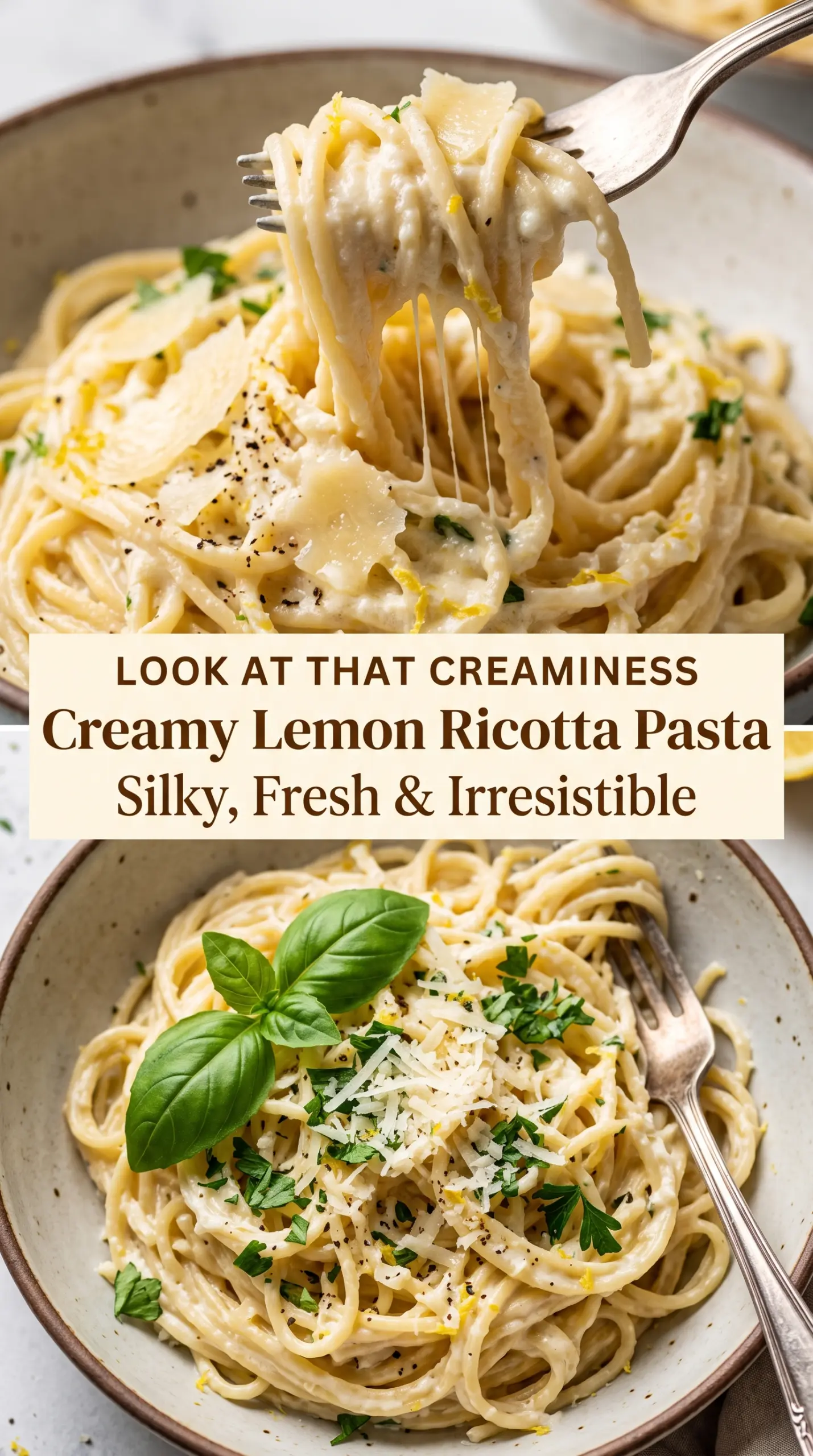 Creamy Lemon Ricotta Pasta silky lemony herbs