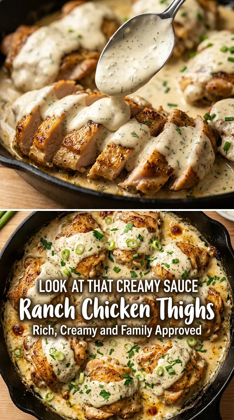 Creamy Ranch Chicken Thighs juicy skillet chicken garlic ranch sauce
