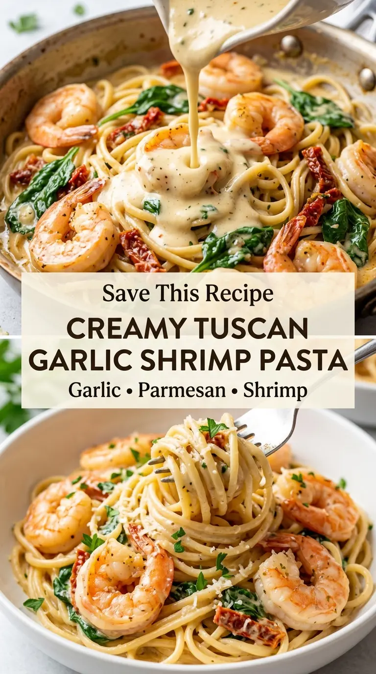 Creamy Tuscan Garlic Shrimp Pasta
