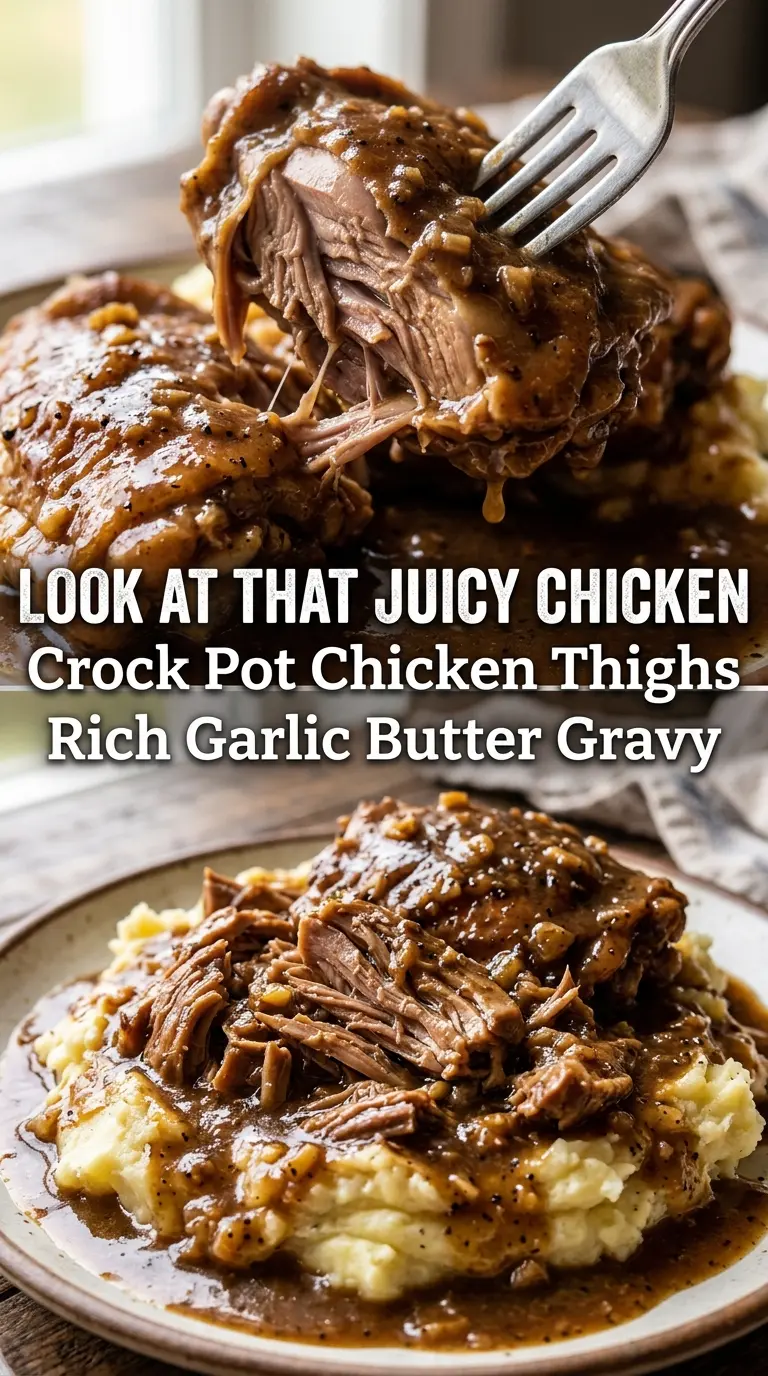 Crock Pot chicken thighs garlic butter juicy slow cooker