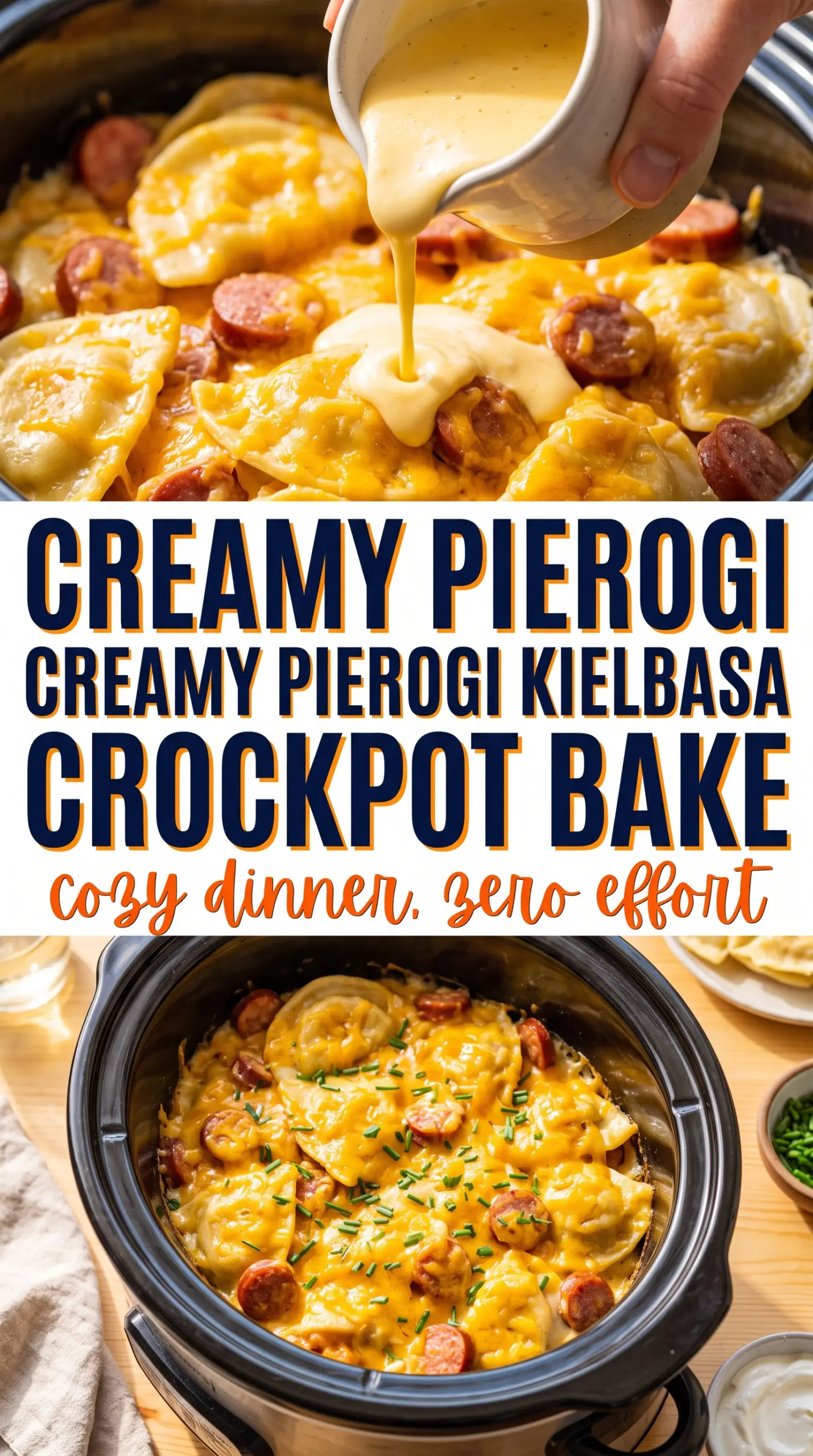 Crockpot Pierogi Casserole with Kielbasa