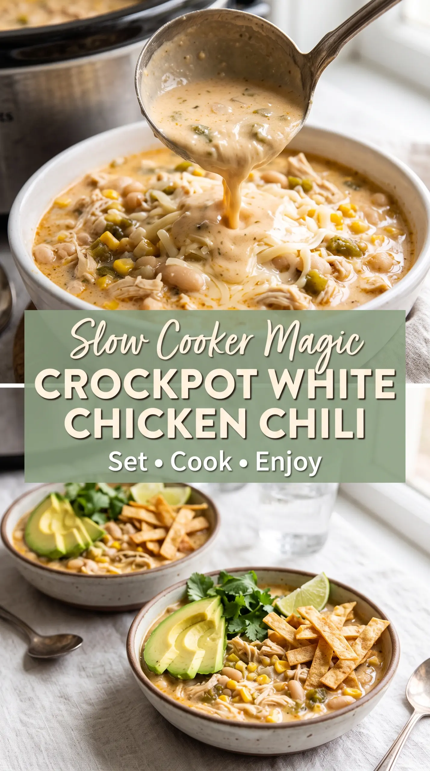 Crockpot White Chicken Chili with Cream Cheese