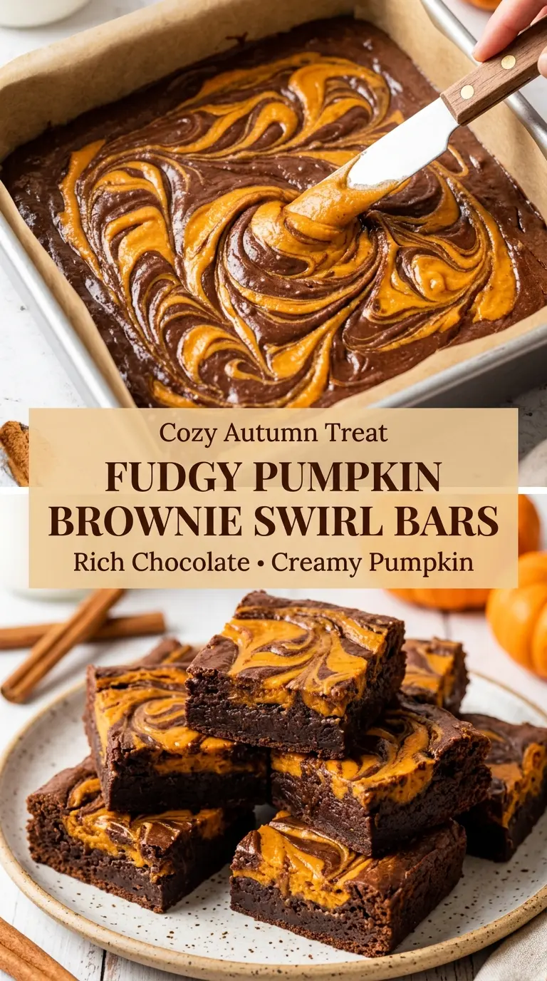 Fudgy Pumpkin Brownie Swirl Bars