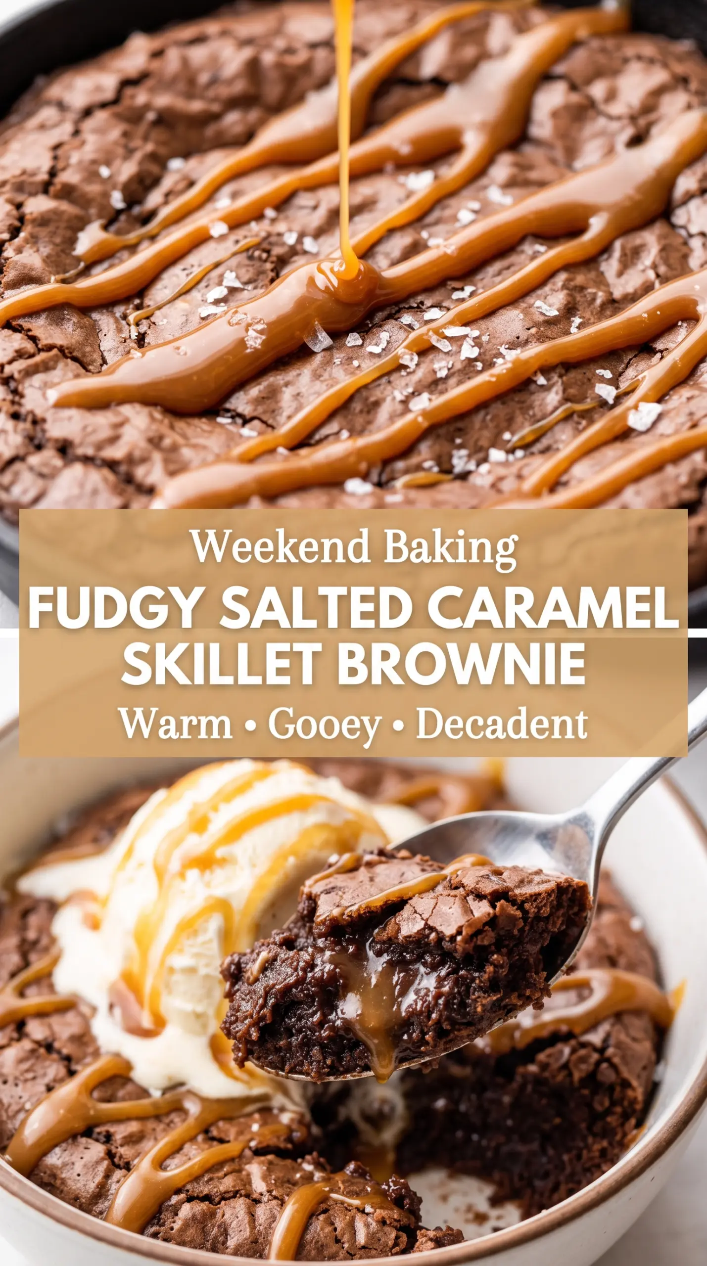 Fudgy Salted Caramel Skillet Brownie