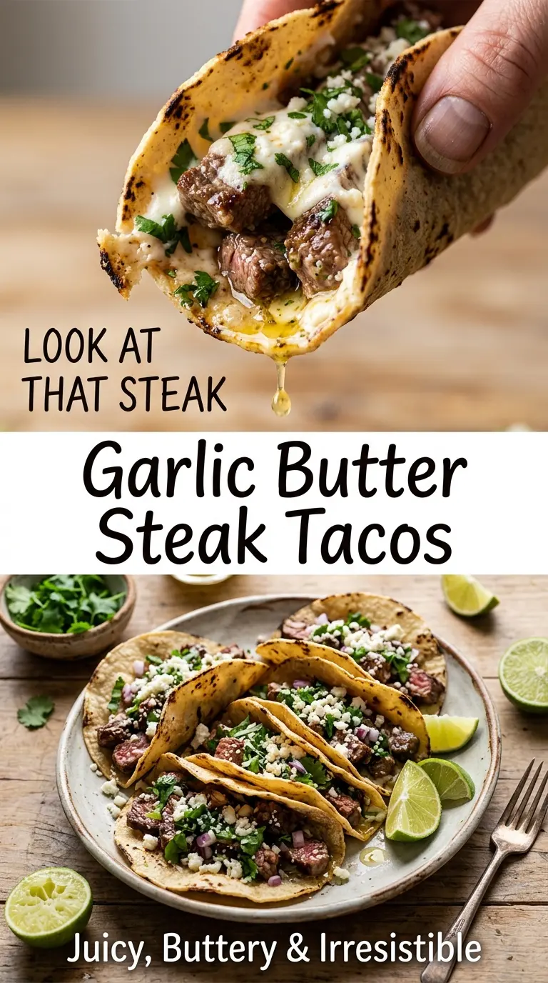 Garlic Butter Steak Tacos juicy steak, fresh toppings